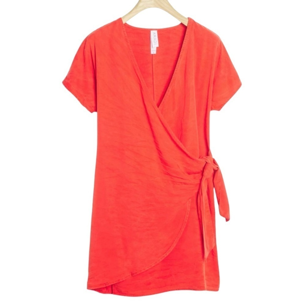 Anthropologie Amadi Miena Mini Red Wrap V-Neck Dress SZ X- Large Casual NWT READ